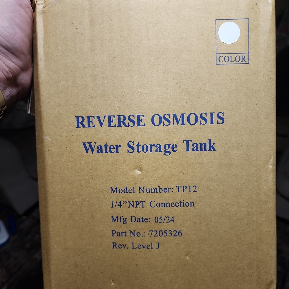 Reverse Osmosis Water Storage Tank TP-12  1/4" NPT Connection 7205326